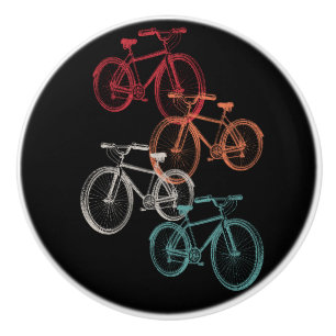 Colourful bicycles ceramic knob