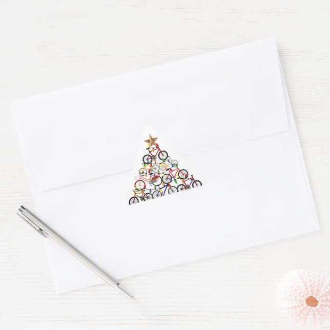 Colourful Bicycles Christmas Tree Ornament Gifts Triangle Sticker (Envelope)