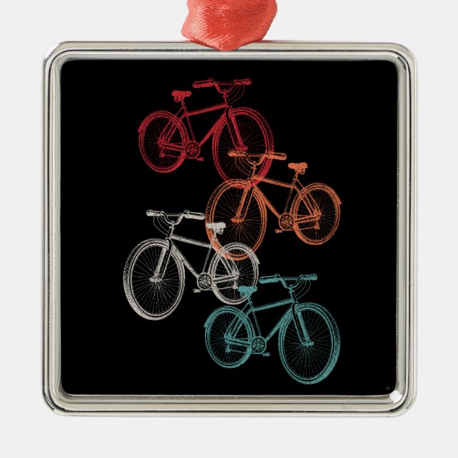 Colourful bicycles metal tree decoration (Front)