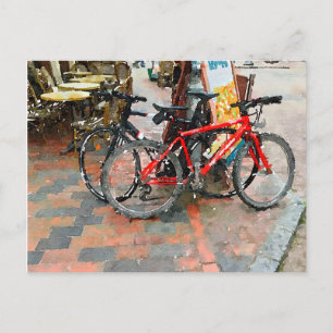 Colourful Bicycles On the Sidewalk Postcard