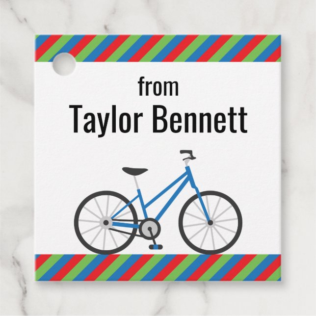 Colourful Bicycles Personalised Favour or Gift Tag (Front)