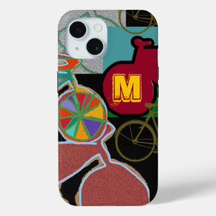 Colourful Bicycles with Monogram iPhone 15 Case