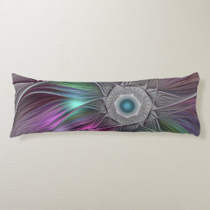 Colourful Big Flower Abstract Trippy Fractal Art Body Cushion