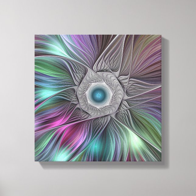 Colourful Big Flower Abstract Trippy Fractal Art Canvas Print (Front)
