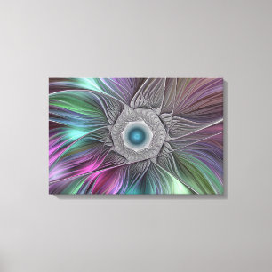Colourful Big Flower Abstract Trippy Fractal Art Canvas Print