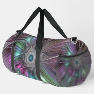 Colourful Big Flower Abstract Trippy Fractal Art Duffle Bag