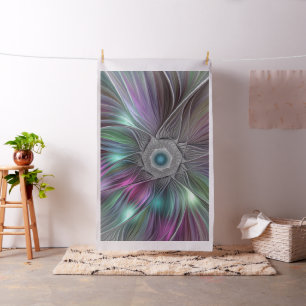 Colourful Big Flower Abstract Trippy Fractal Art Fabric
