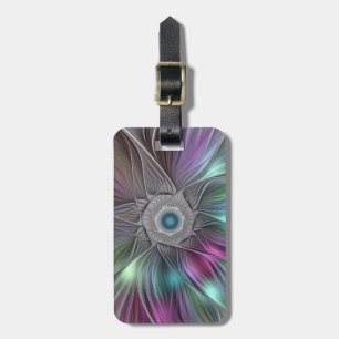 Colourful Big Flower Abstract Trippy Fractal Art Luggage Tag
