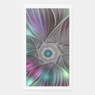 Colourful Big Flower Abstract Trippy Fractal Art Napkin
