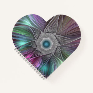 Colourful Big Flower Abstract Trippy Fractal Art Notebook