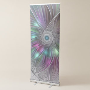 Colourful Big Flower Abstract Trippy Fractal Art Retractable Banner