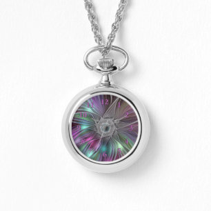 Colourful Big Flower Abstract Trippy Fractal Art Watch