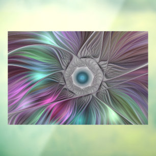 Colourful Big Flower Abstract Trippy Fractal Art Window Cling