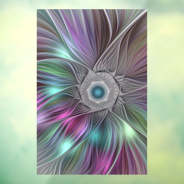 Colourful Big Flower Abstract Trippy Fractal Art Window Cling (Sheet 3)