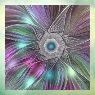 Colourful Big Flower Abstract Trippy Fractal Art Window Cling