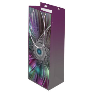 Colourful Big Flower Abstract Trippy Fractal Art Wine Gift Bag