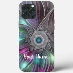 Colourful Big Flower Abstract Trippy Fractal Name iPhone 13 Pro Max Case