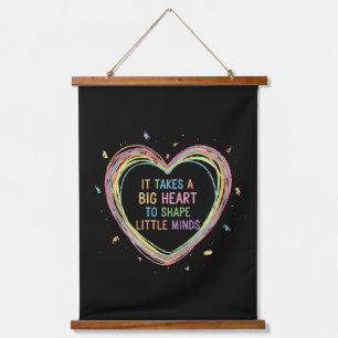 Colourful 'Big Heart Little Minds' Teacher Appreci Hanging Tapestry