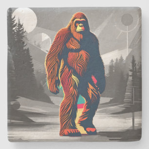 Colourful Bigfoot Emerges Hidden No More Stone Coaster