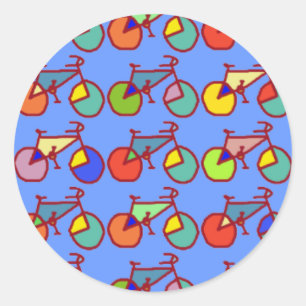 colourful bikes pattern classic round sticker