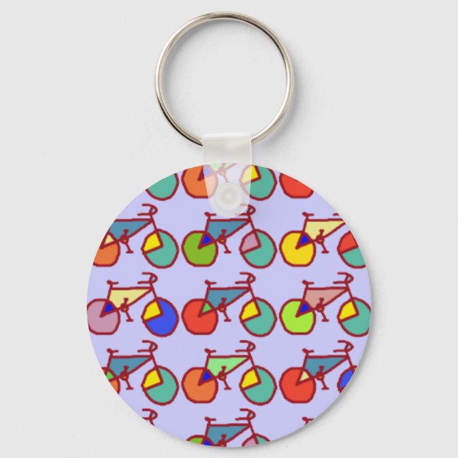 colourful bikes pattern key ring (Front)