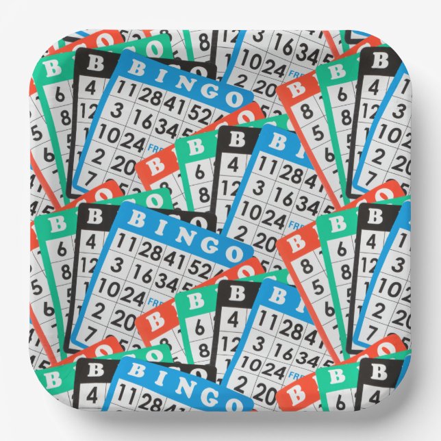 Colourful Bingo Card Collection Paper Plate (Front)