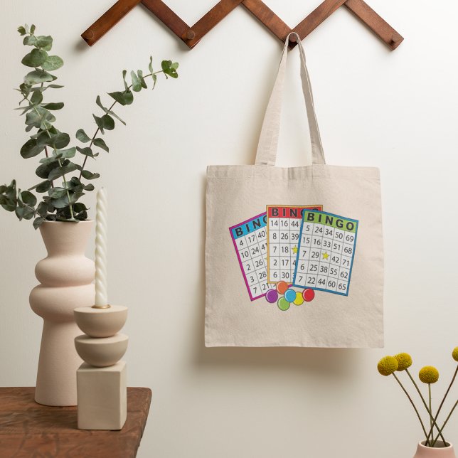 Colourful Bingo Game Cards with Chips Tote Bag (Creator Uploaded)
