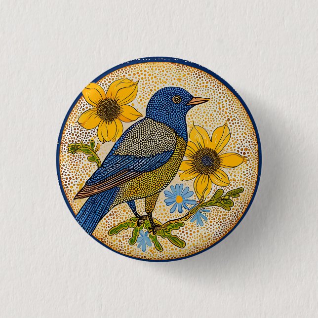 Colourful bird  3 cm round badge (Front)