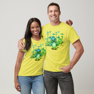Colourful Bird And Daisy Flowers Cute T-Shirt
