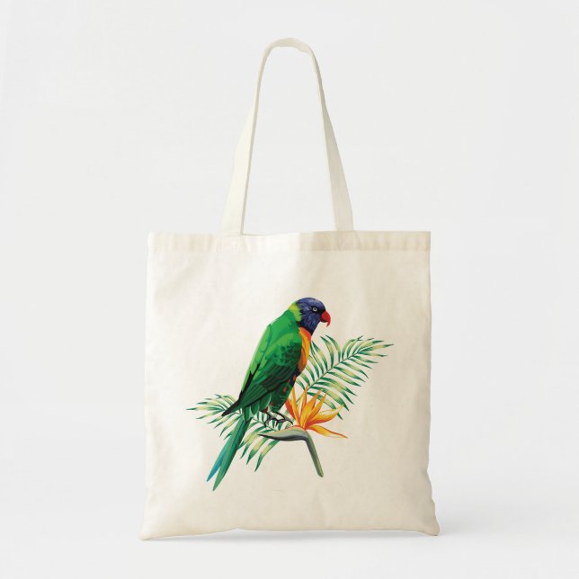Colourful Bird And Flower Tote Bag (Front)
