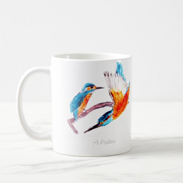 Colourful Bird Art Kingfishers Coffee Mug (Left)