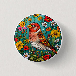 Colourful Bird Artwork 3 Cm Round Badge