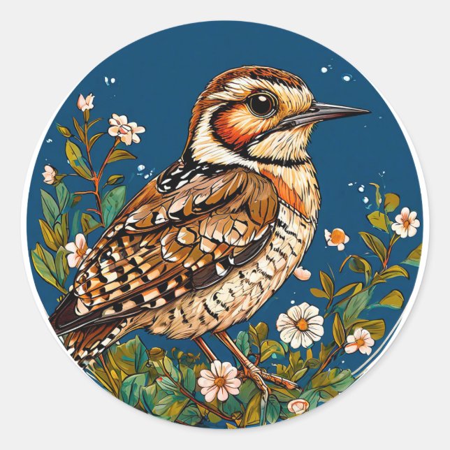 Colourful Bird Artwork Classic Round Sticker (Front)