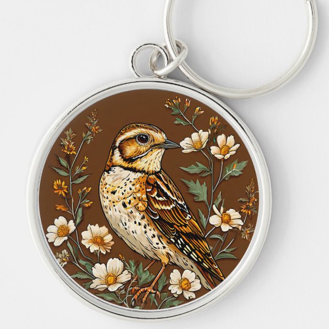 Colourful Bird Artwork Key Ring (Front)