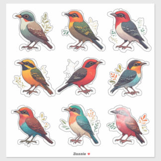 Colourful Bird Character Sticker Set Collection 🐦