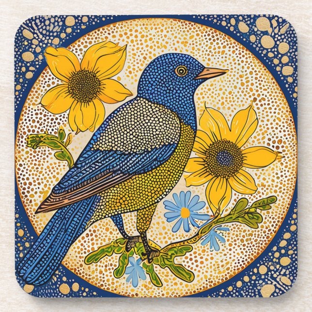 Colourful bird  coaster (Front)