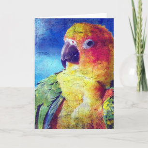 Colourful Bird Crackle Texture Card