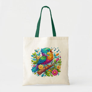 Colourful Bird Design Tote Bag
