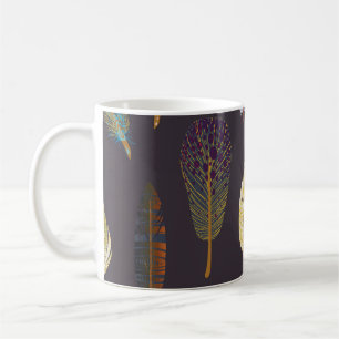 Colourful Bird Feathers Watercolor Pattern Coffee Mug
