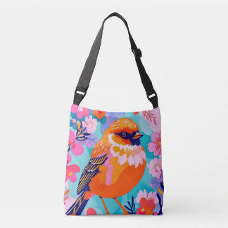 Colourful Bird Floral Crossbody Bag - Cute Nature