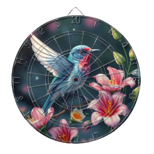 Colourful Bird Floral Dartboard