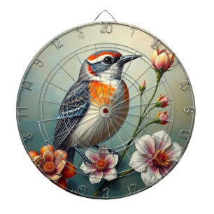 Colourful Bird Floral Dartboard