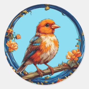 🦜 Colourful Bird Floral Frame Sticker Gift 🦜