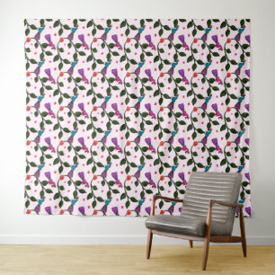 Colourful Bird Floral Seamless Pattern Tapestry