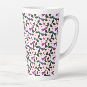 Colourful Bird Floral Seamless Pattern Tapestry Latte Mug