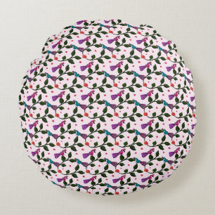 Colourful Bird Floral Seamless Pattern Tapestry Round Cushion