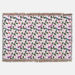 Colourful Bird Floral Seamless Pattern Tapestry Throw Blanket