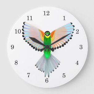 Colourful Bird Flying Large Clock