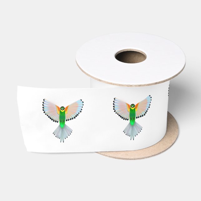 Colourful Bird Flying Satin Ribbon (Spool)