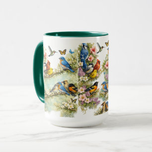 Colourful Bird Garden Floral Art Combo Coffee Mug